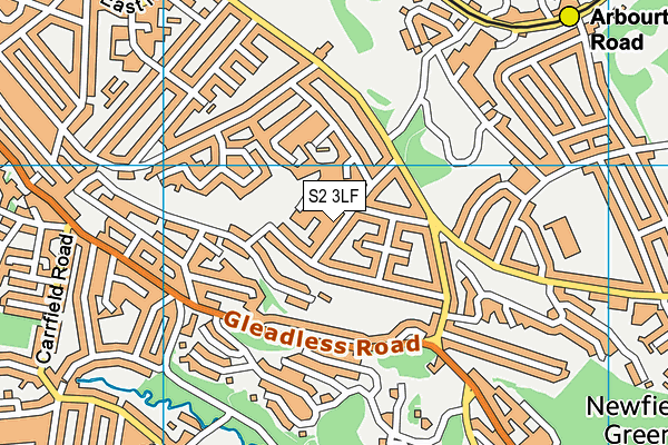 S2 3LF map - OS VectorMap District (Ordnance Survey)