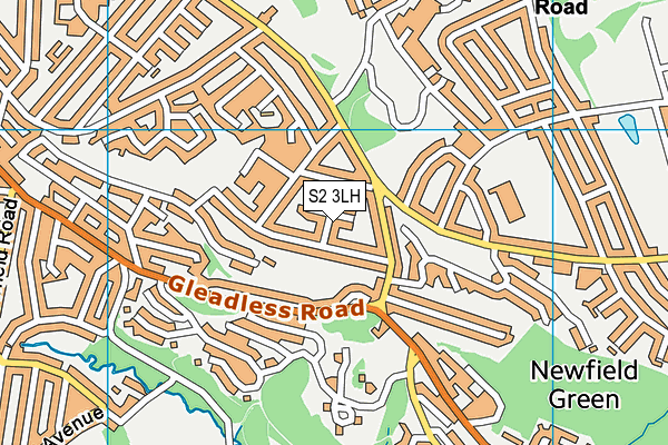 S2 3LH map - OS VectorMap District (Ordnance Survey)