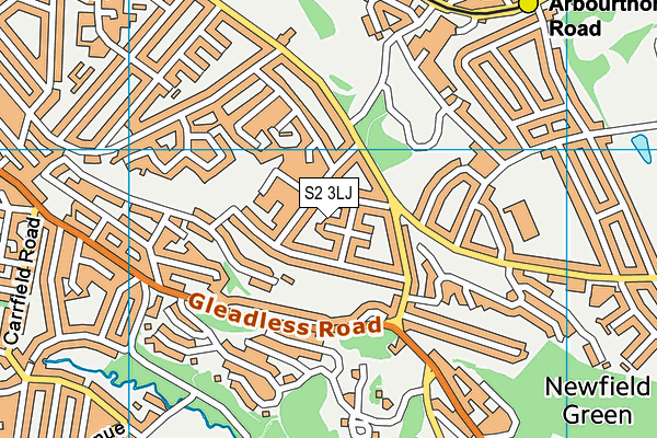 S2 3LJ map - OS VectorMap District (Ordnance Survey)