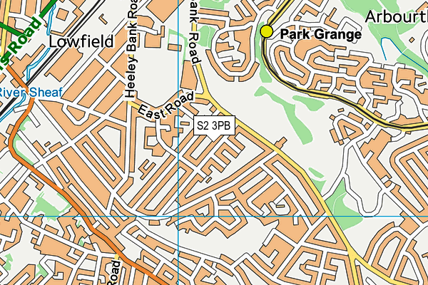 S2 3PB map - OS VectorMap District (Ordnance Survey)