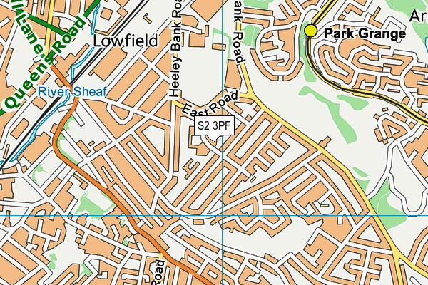 S2 3PF map - OS VectorMap District (Ordnance Survey)