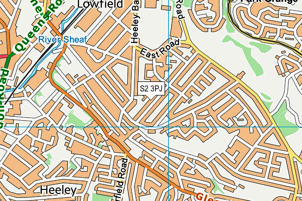 S2 3PJ map - OS VectorMap District (Ordnance Survey)