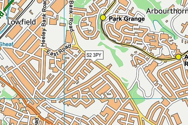 S2 3PY map - OS VectorMap District (Ordnance Survey)