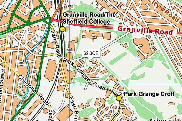 S2 3QE map - OS VectorMap District (Ordnance Survey)