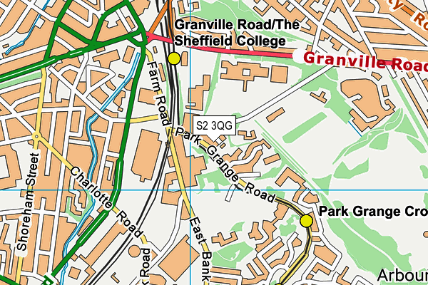 S2 3QG map - OS VectorMap District (Ordnance Survey)