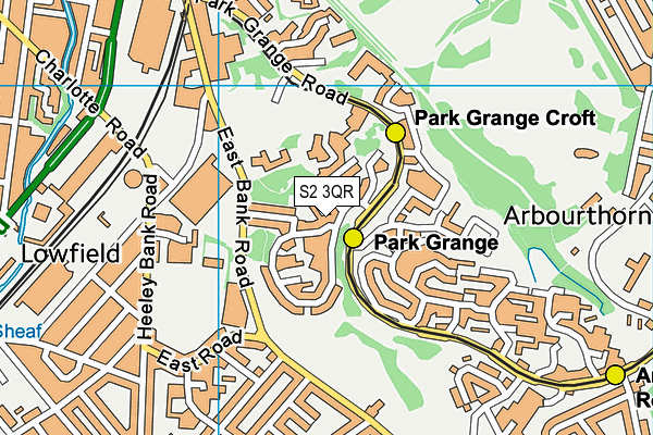 S2 3QR map - OS VectorMap District (Ordnance Survey)