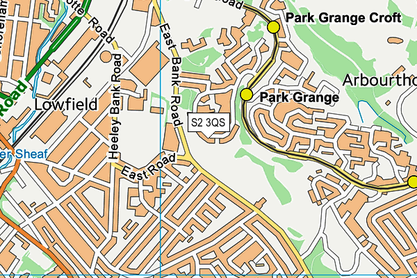 S2 3QS map - OS VectorMap District (Ordnance Survey)