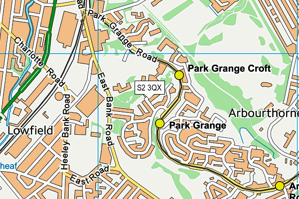 S2 3QX map - OS VectorMap District (Ordnance Survey)