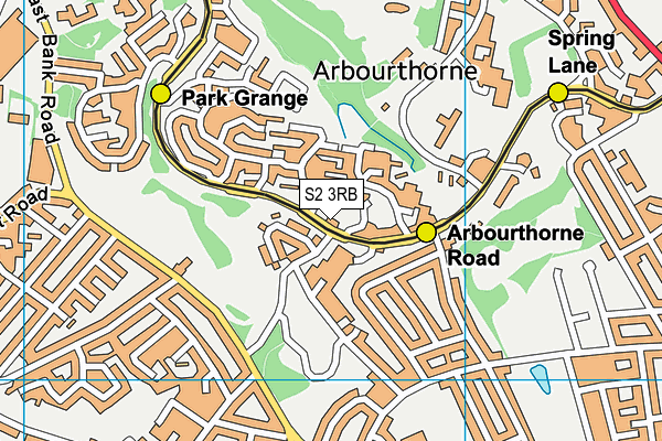 S2 3RB map - OS VectorMap District (Ordnance Survey)