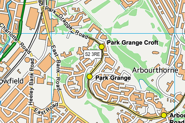 S2 3RE map - OS VectorMap District (Ordnance Survey)