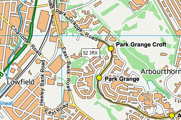 S2 3RX map - OS VectorMap District (Ordnance Survey)