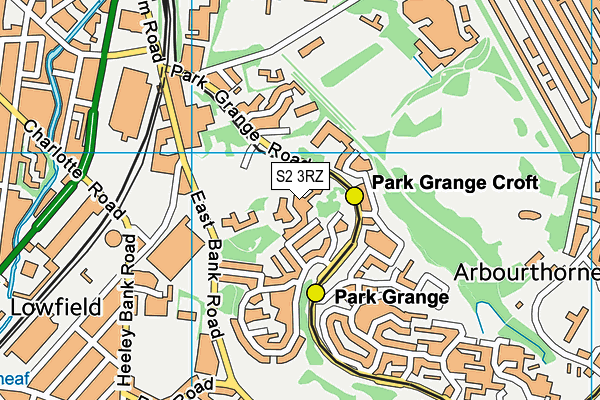 S2 3RZ map - OS VectorMap District (Ordnance Survey)