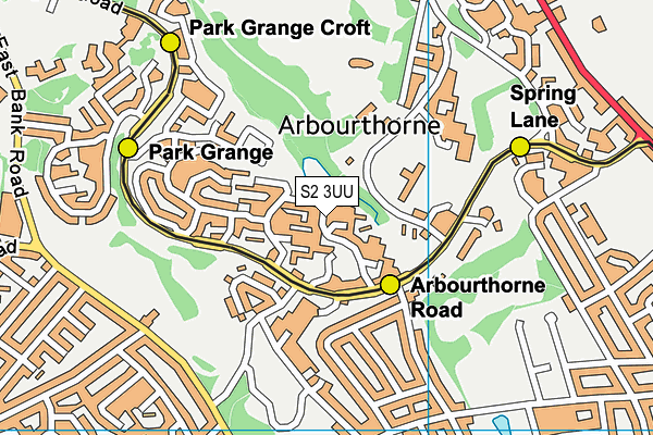 S2 3UU map - OS VectorMap District (Ordnance Survey)