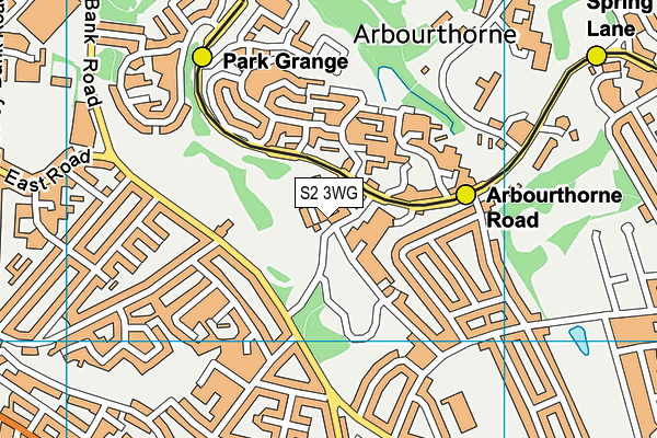 S2 3WG map - OS VectorMap District (Ordnance Survey)