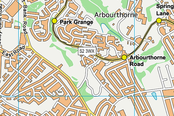 S2 3WX map - OS VectorMap District (Ordnance Survey)