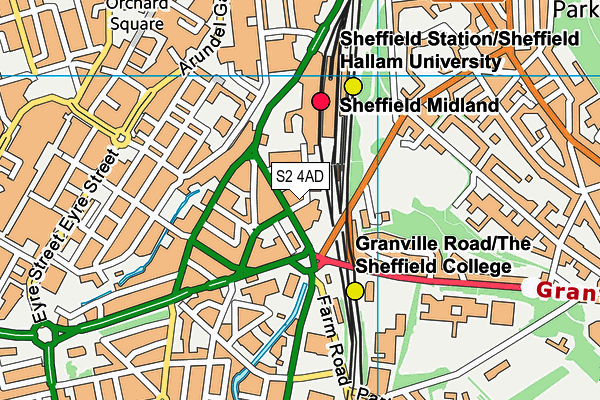 S2 4AD map - OS VectorMap District (Ordnance Survey)