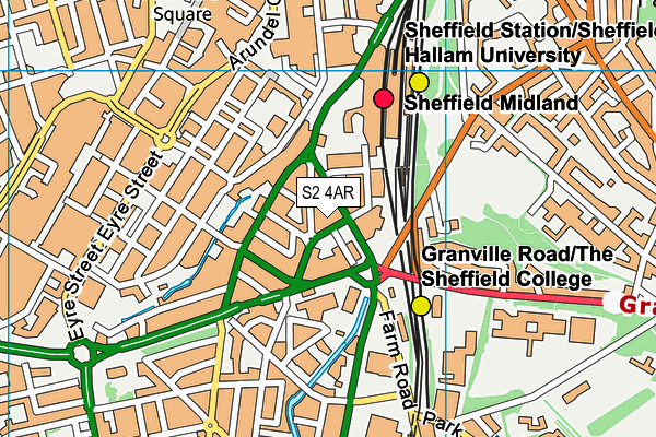 S2 4AR map - OS VectorMap District (Ordnance Survey)