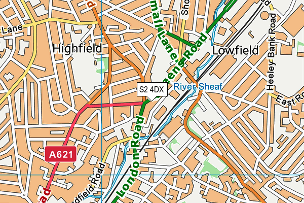 S2 4DX map - OS VectorMap District (Ordnance Survey)