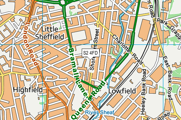 S2 4FD map - OS VectorMap District (Ordnance Survey)