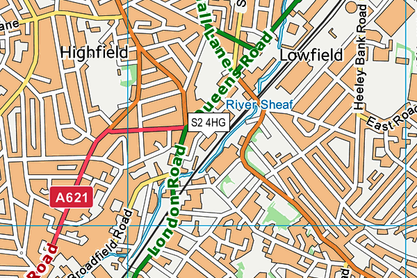 Jd Gyms (Sheffield South) map (S2 4HG) - OS VectorMap District (Ordnance Survey)