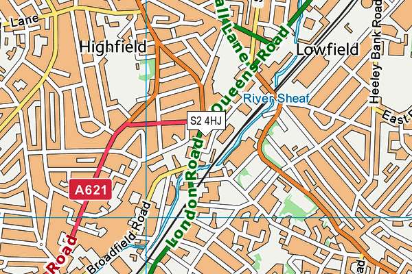 S2 4HJ map - OS VectorMap District (Ordnance Survey)