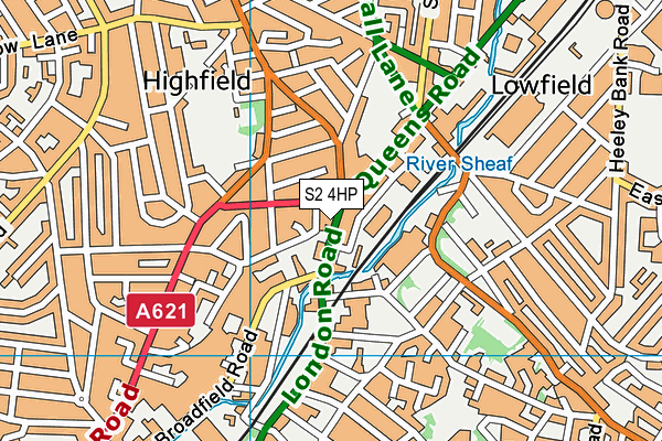 S2 4HP map - OS VectorMap District (Ordnance Survey)