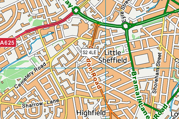 S2 4LE map - OS VectorMap District (Ordnance Survey)