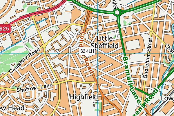 S2 4LH map - OS VectorMap District (Ordnance Survey)