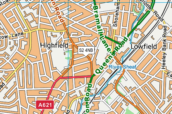 S2 4NB map - OS VectorMap District (Ordnance Survey)