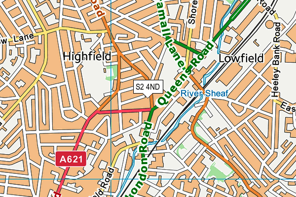 S2 4ND map - OS VectorMap District (Ordnance Survey)