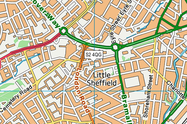 S2 4QG map - OS VectorMap District (Ordnance Survey)