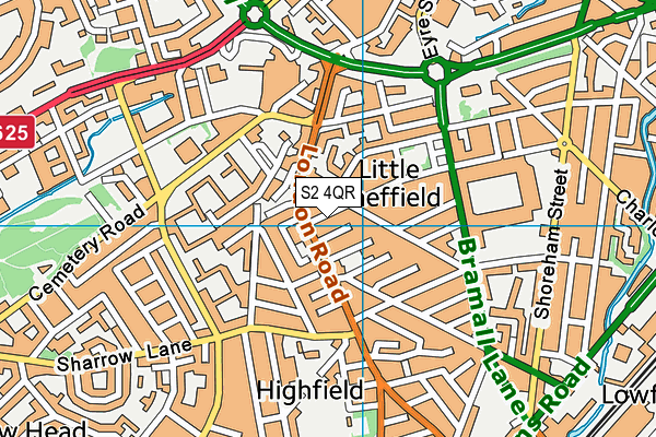 S2 4QR map - OS VectorMap District (Ordnance Survey)