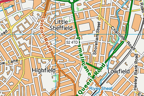 S2 4TD map - OS VectorMap District (Ordnance Survey)