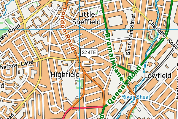 S2 4TE map - OS VectorMap District (Ordnance Survey)