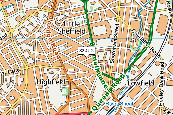 S2 4UG map - OS VectorMap District (Ordnance Survey)