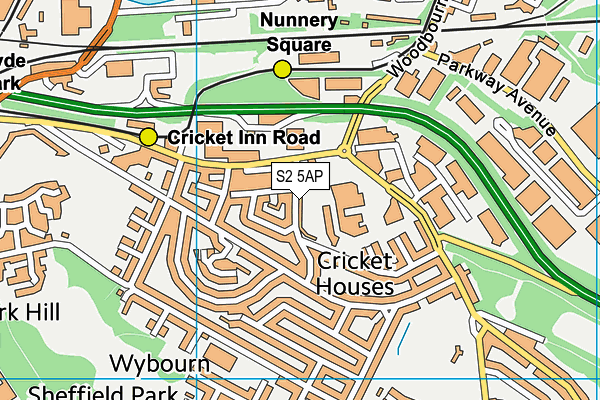 S2 5AP map - OS VectorMap District (Ordnance Survey)