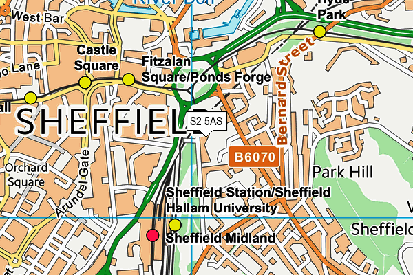 S2 5AS map - OS VectorMap District (Ordnance Survey)