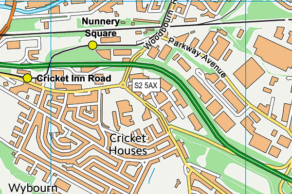S2 5AX map - OS VectorMap District (Ordnance Survey)