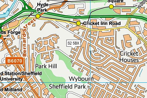 S2 5BX map - OS VectorMap District (Ordnance Survey)