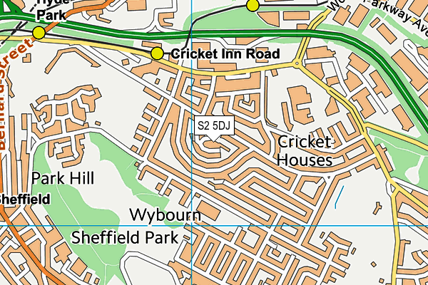 S2 5DJ map - OS VectorMap District (Ordnance Survey)