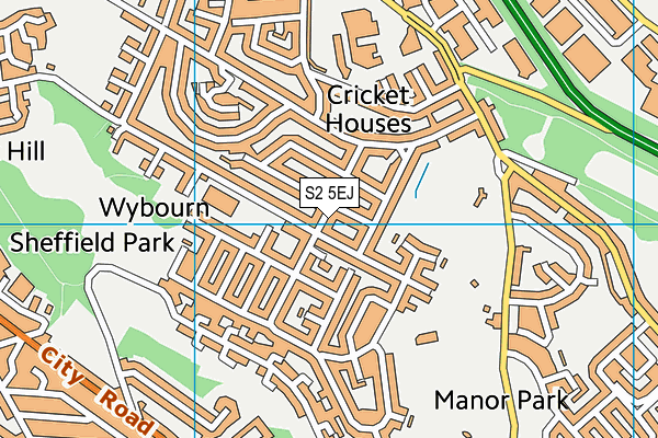 S2 5EJ map - OS VectorMap District (Ordnance Survey)