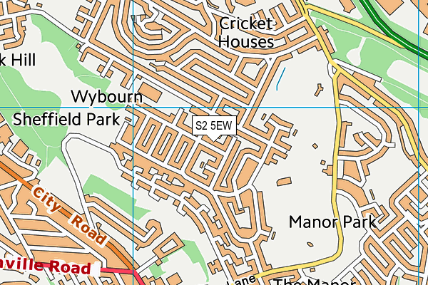 S2 5EW map - OS VectorMap District (Ordnance Survey)