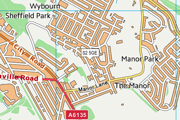 S2 5GE map - OS VectorMap District (Ordnance Survey)