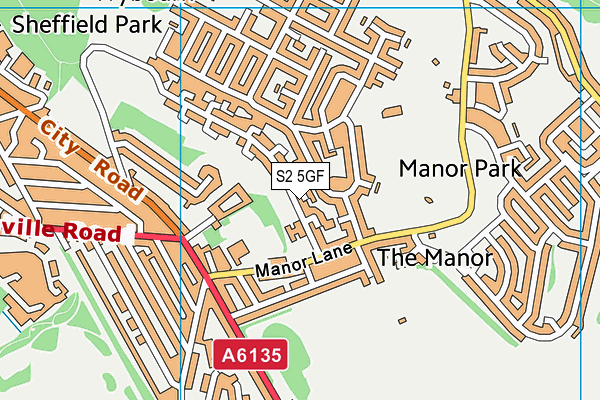 S2 5GF map - OS VectorMap District (Ordnance Survey)