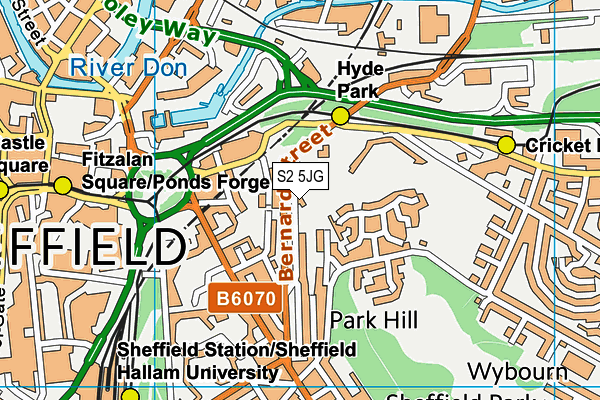 S2 5JG map - OS VectorMap District (Ordnance Survey)