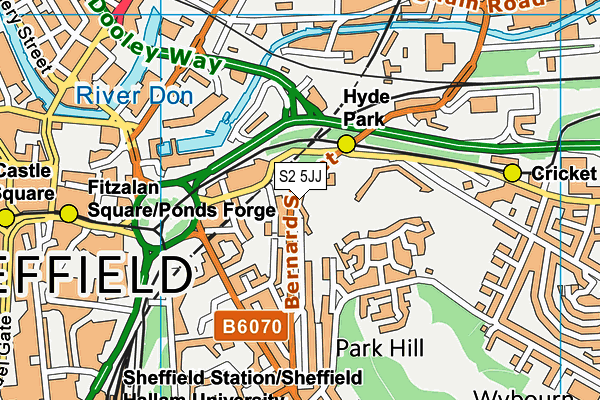 S2 5JJ map - OS VectorMap District (Ordnance Survey)