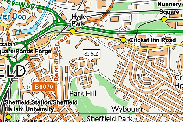 S2 5JZ map - OS VectorMap District (Ordnance Survey)