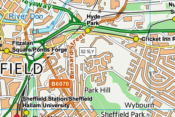 S2 5LY map - OS VectorMap District (Ordnance Survey)