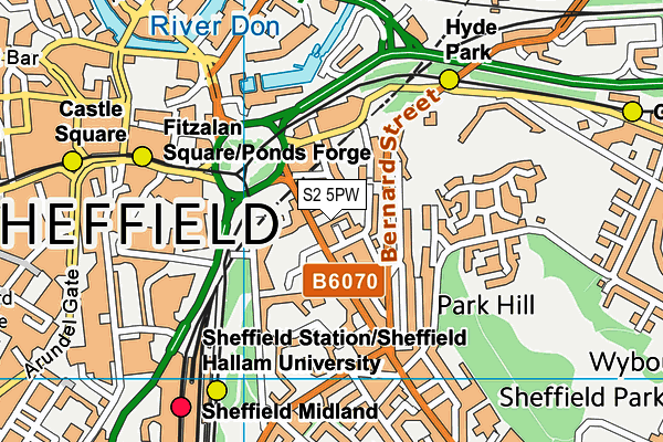 S2 5PW map - OS VectorMap District (Ordnance Survey)