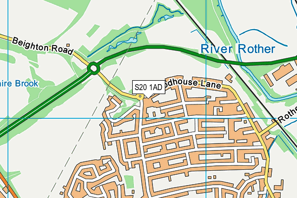 S20 1AD map - OS VectorMap District (Ordnance Survey)